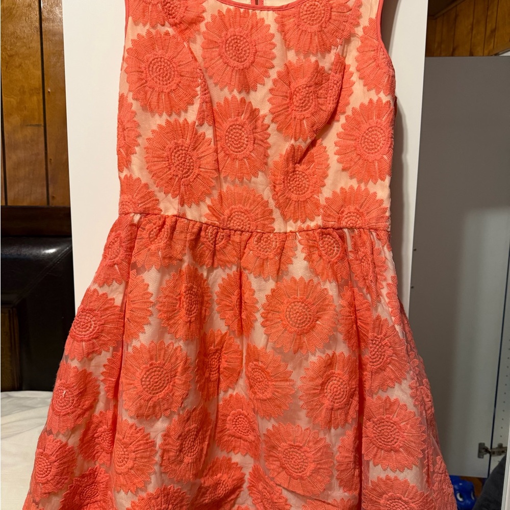 LC Lauren Conrad Coral Sunflower Kids Dress